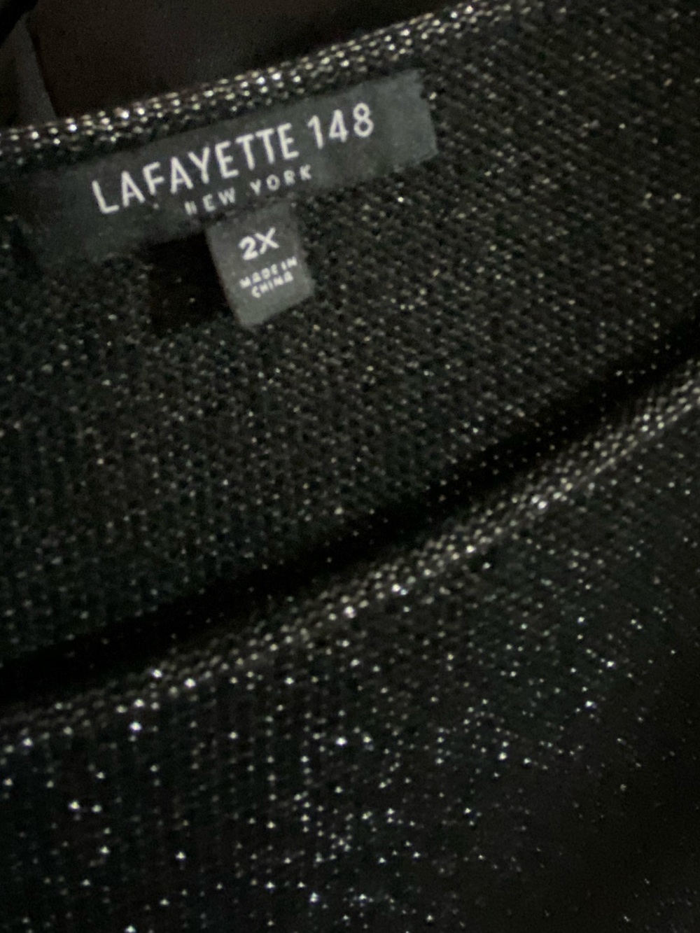 Lafayette 148 Black Cashmere Metallic Sweater 2X Shimmer Relaxed Quiet Luxury - Picture 2 of 10